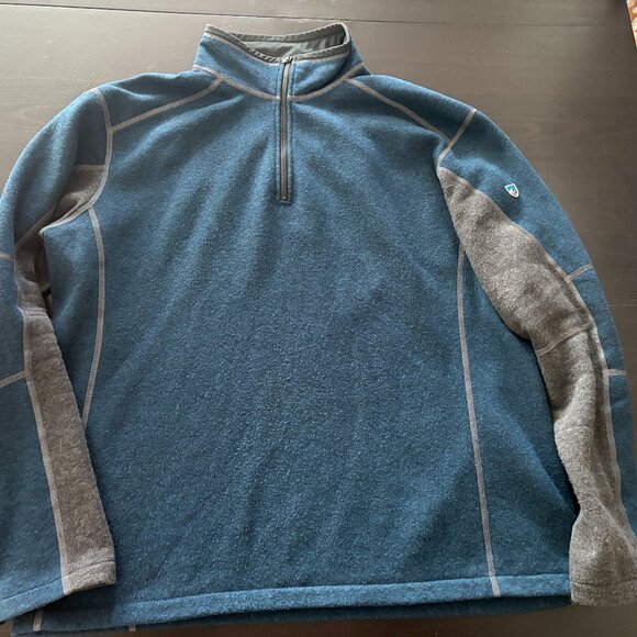 Mens Kuhl Blue Gray 1/4 Zip Pullover Fleece Jacket Size XL - Picture 1 of 6